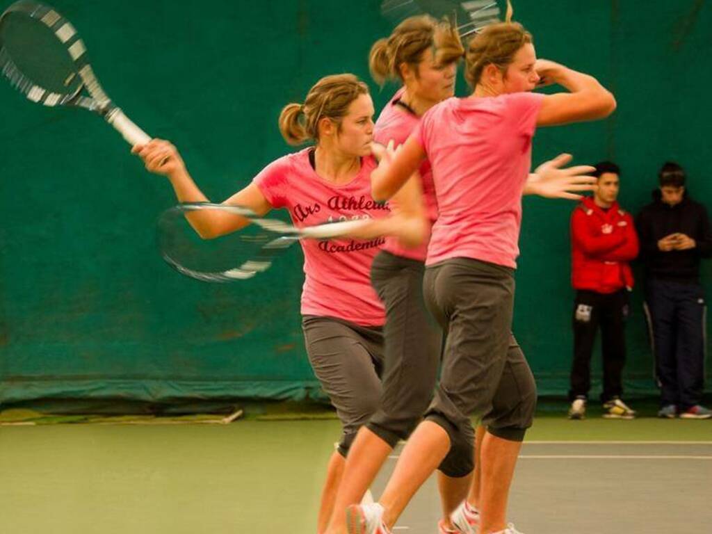 Karin Knapp fotografata da Giancarlo Fadda durante l'allenamento a Colle degli Dei