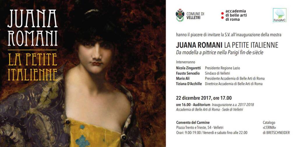 Invito Juana Romani e Inaugurazione Anno Accademico Velletri