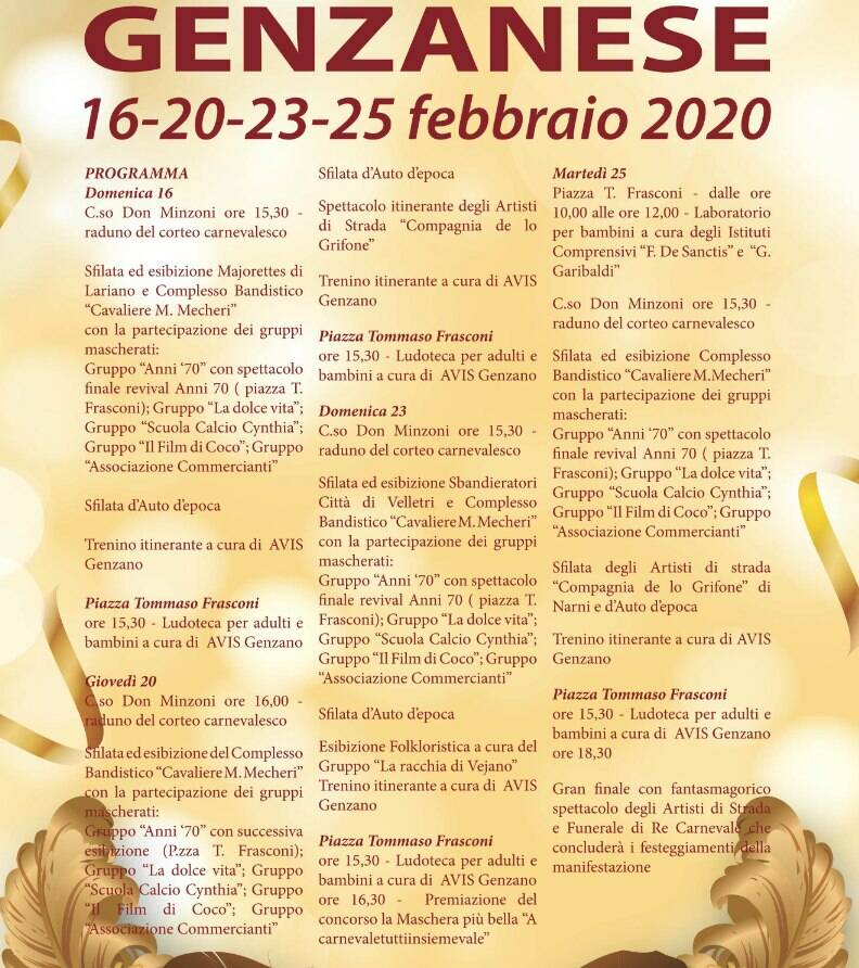 programma carnevale genzanese