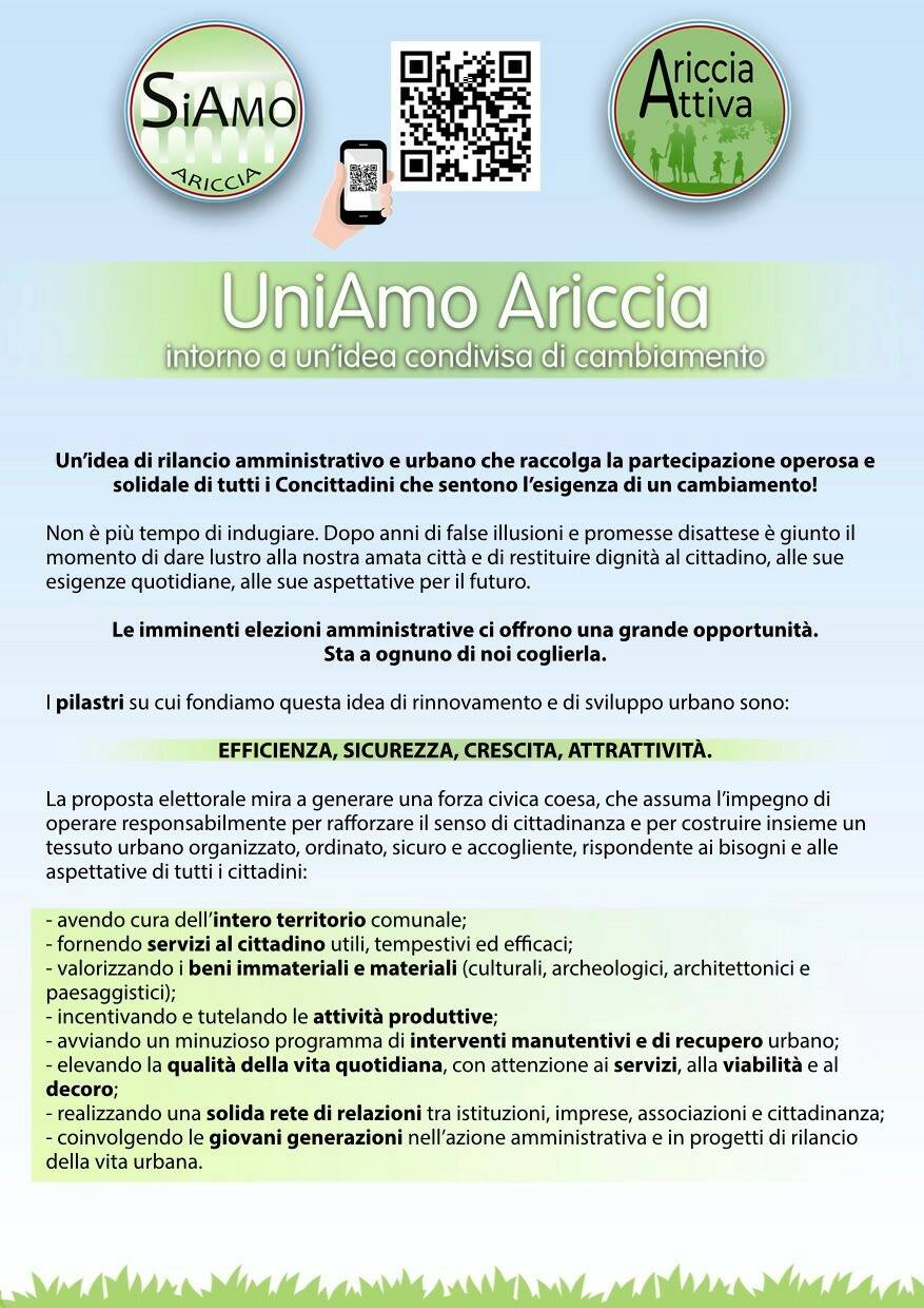 uniamo ariccia volantino