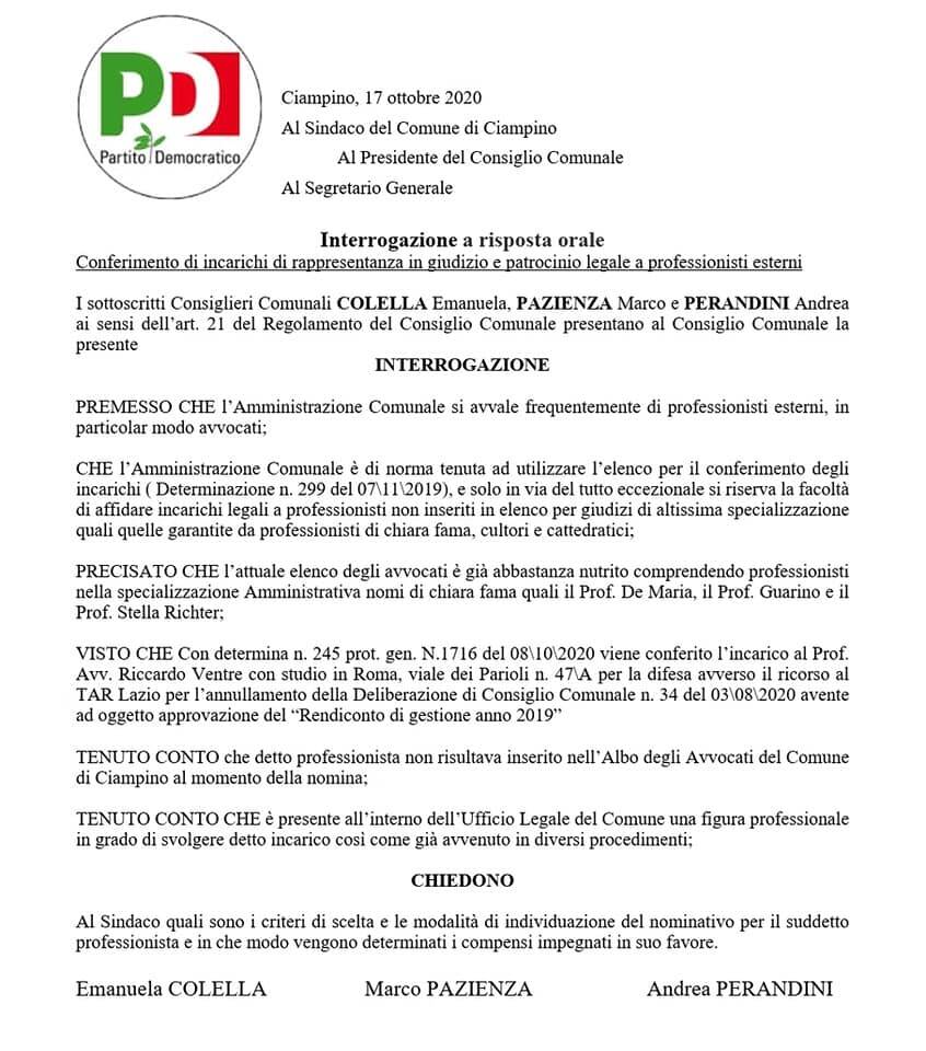 pd ciampino interrogazione