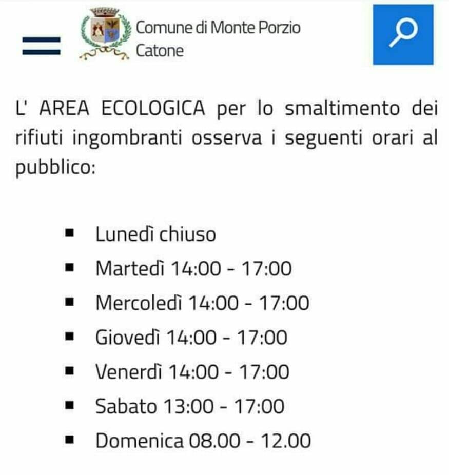 orari ecocentro monteporzio