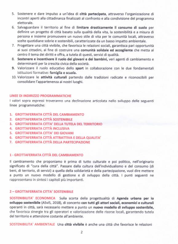 documento centrosinistra grottaferrata 