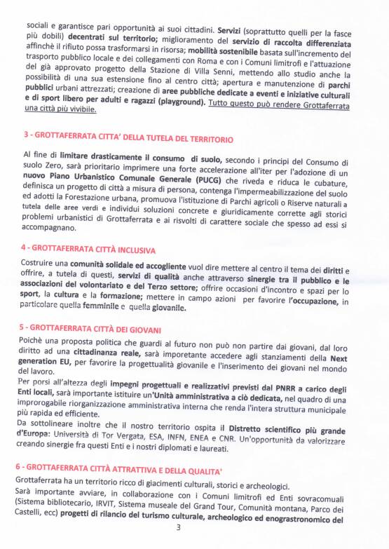 documento centrosinistra grottaferrata 