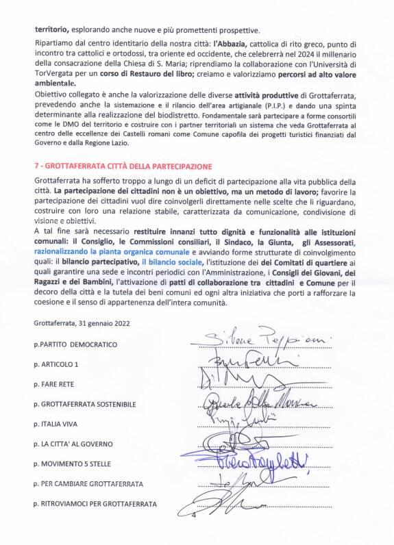 documento centrosinistra grottaferrata 