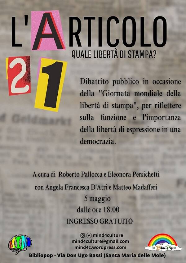 Bibliopop Marino libertà di stampa locandina intera 5 Mag 2023