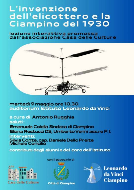 Ciampino Elicottero scuola Leonardo da Vinci 9 Mag 2023 Locandina Intera