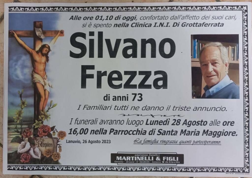 Silvano Frezza Lanuvio Manifesto Funebre