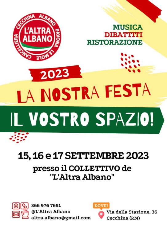 Albano La Nostra Festa Il Vostro Spazio 15 - 17 Set 2023 Locandina