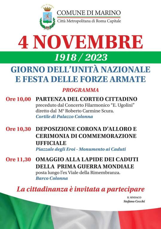 Marino Festa Forze Armate 4 Nov 2023 Locandina