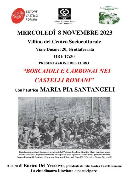 Grottaferrata Boscaioli e Carbonai nei Castelli Romani Presentazione 8 Nov 2023 Locandina